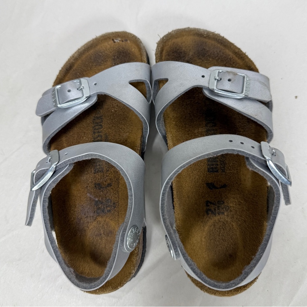 Little Kids Silver Rio‎ Birkenstock Strap On Sandals-Size 27 (US 9-9.5) - Picture 6 of 15